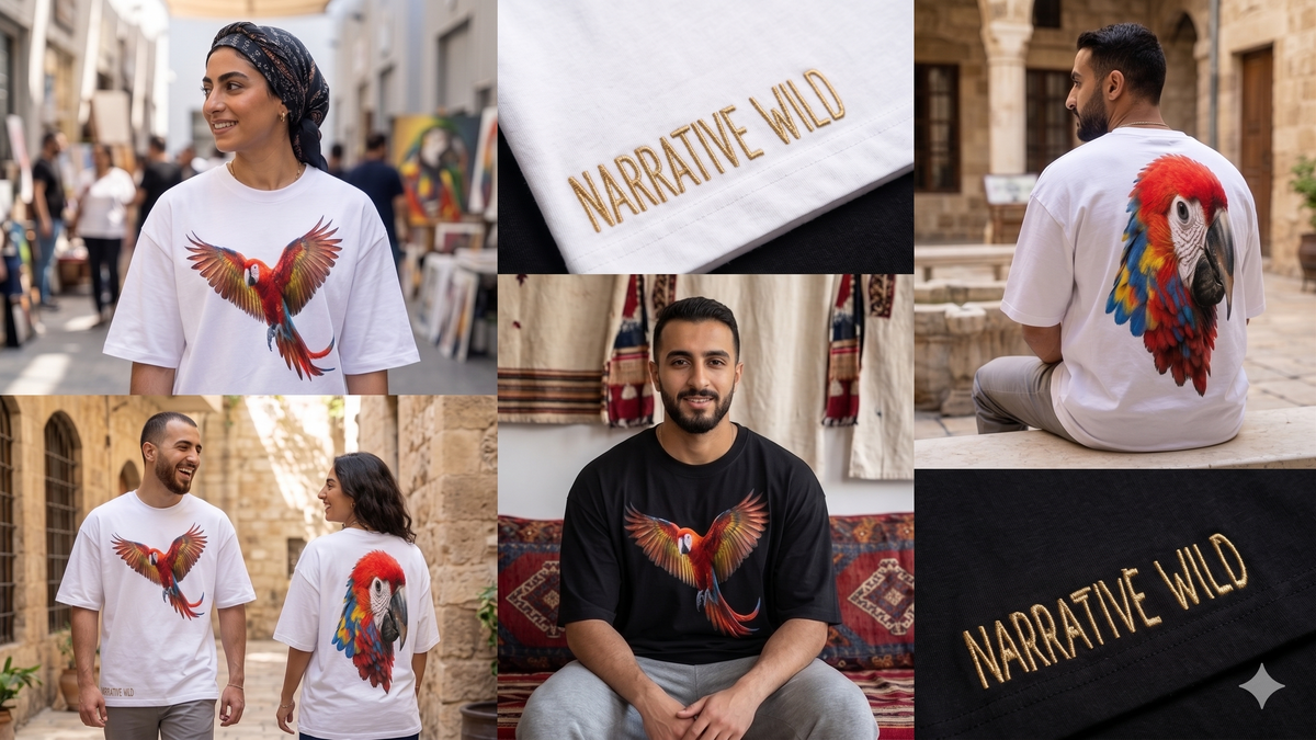 NARRATIVE WILD - PARROT OVERSIZE UNISEX t-SHIRT