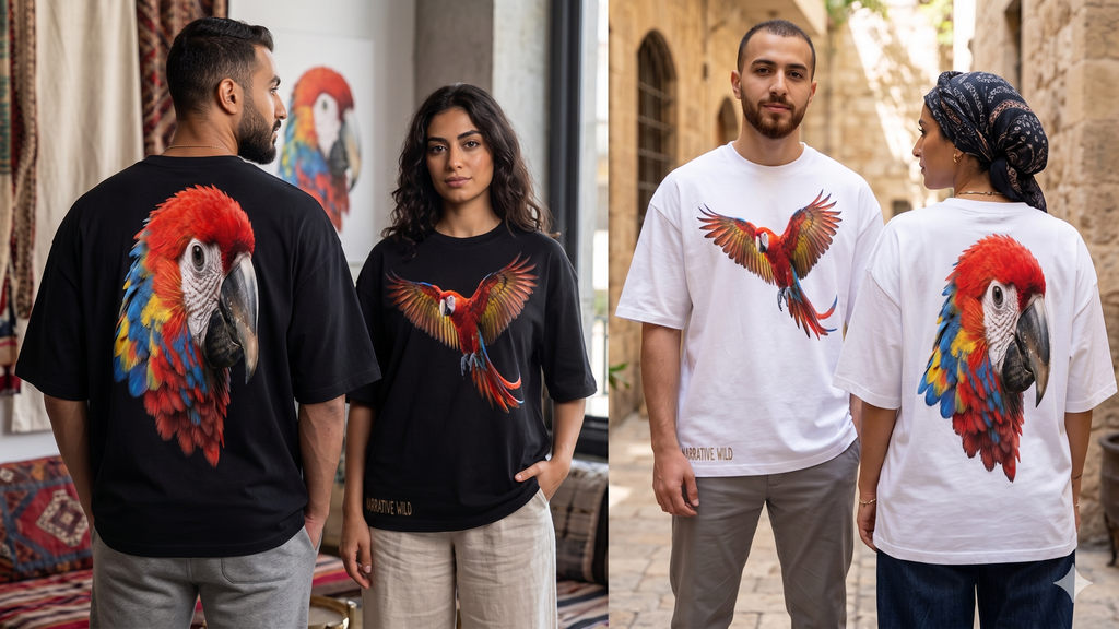 NARRATIVE WILD - PARROT OVERSIZE UNISEX t-SHIRT