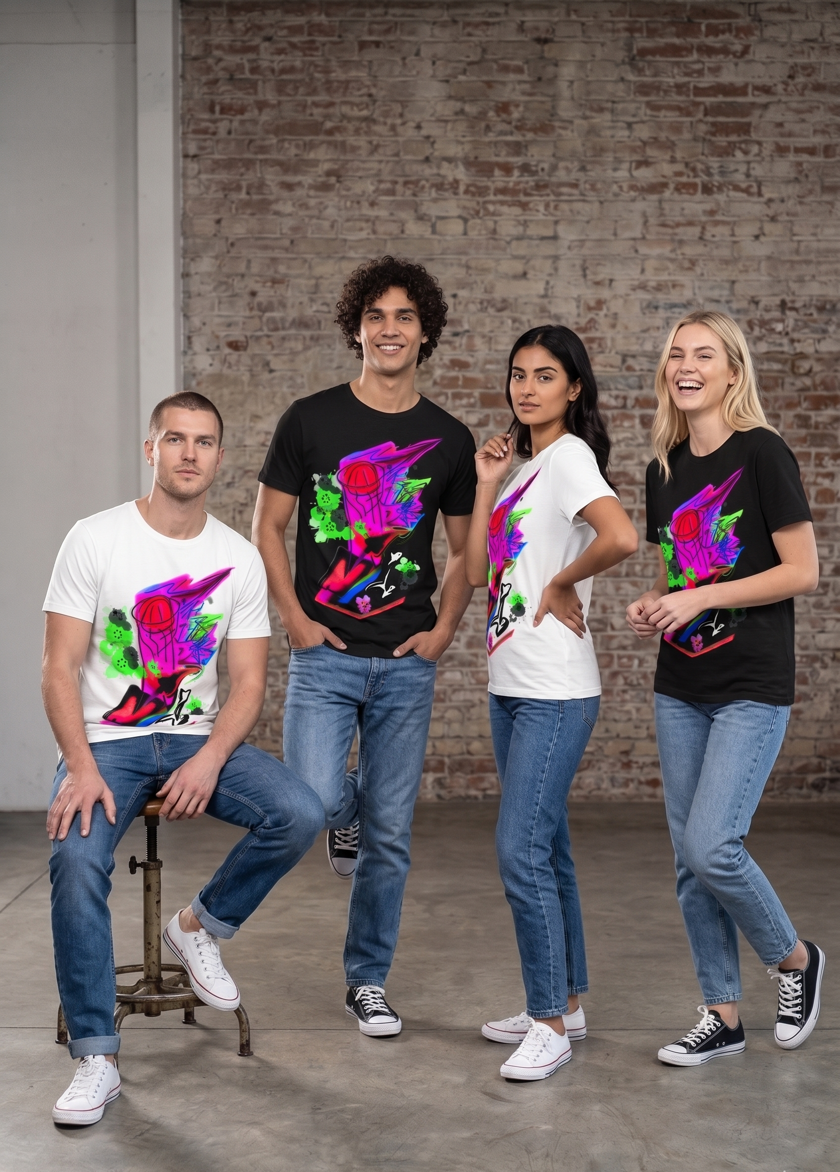 NARRATIVE STREETS - GRAFFITI BASKETBALL T-SHIRT (REGULAR FIT)