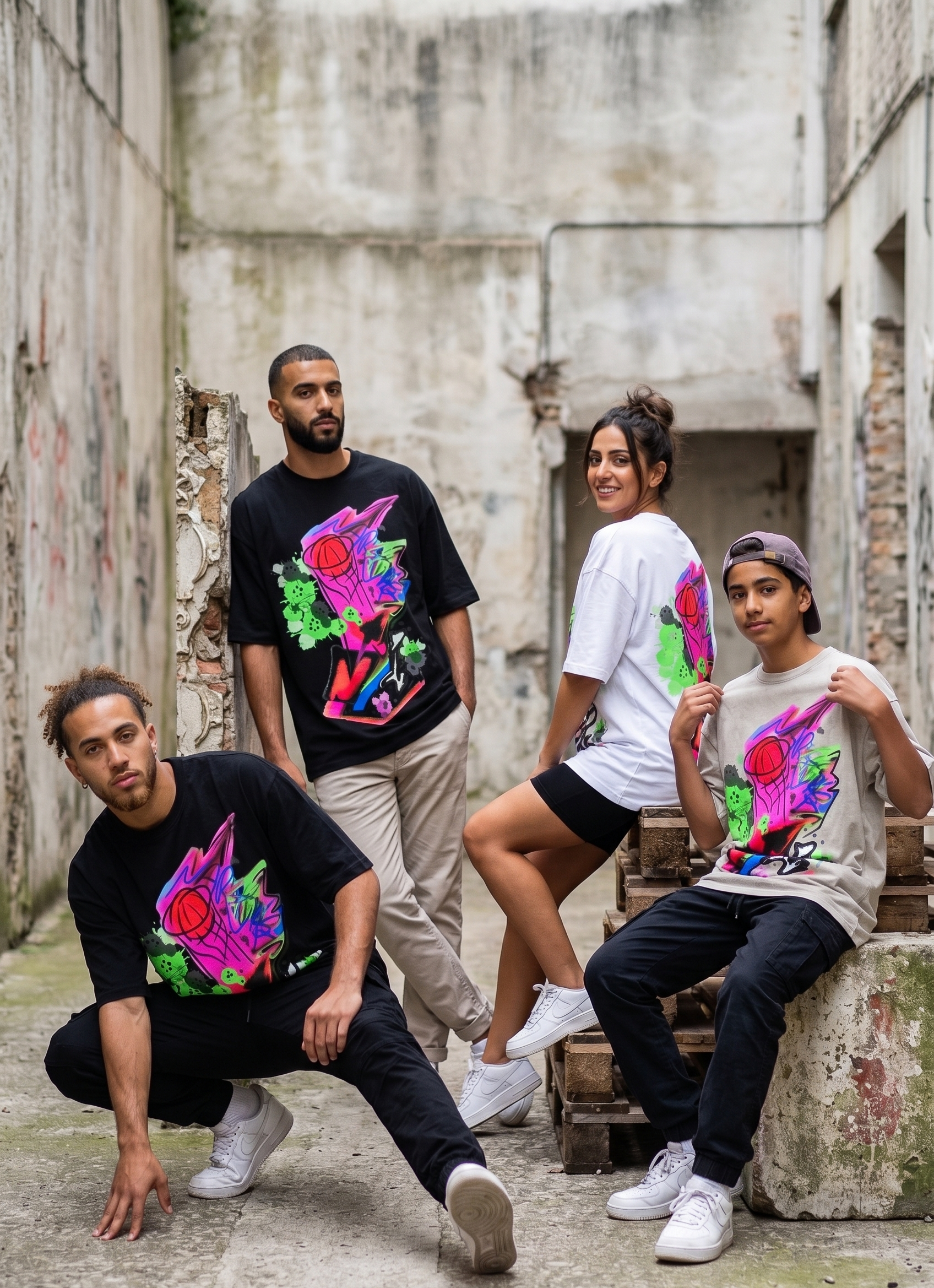 NARRATIVE STREET - OVERSIZE GRAFFITI BASKETBALL T-SHIRT