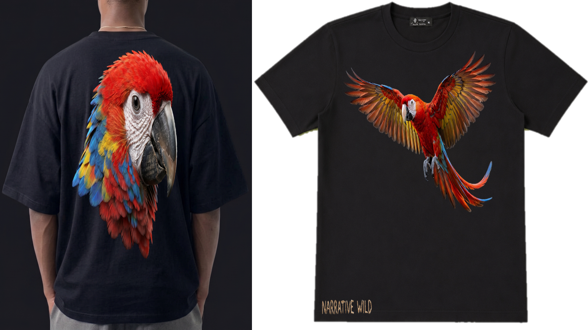 NARRATIVE WILD - PARROT OVERSIZE UNISEX t-SHIRT