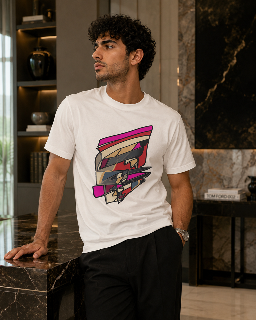 Narrative Art Pink Abstract T-shirt