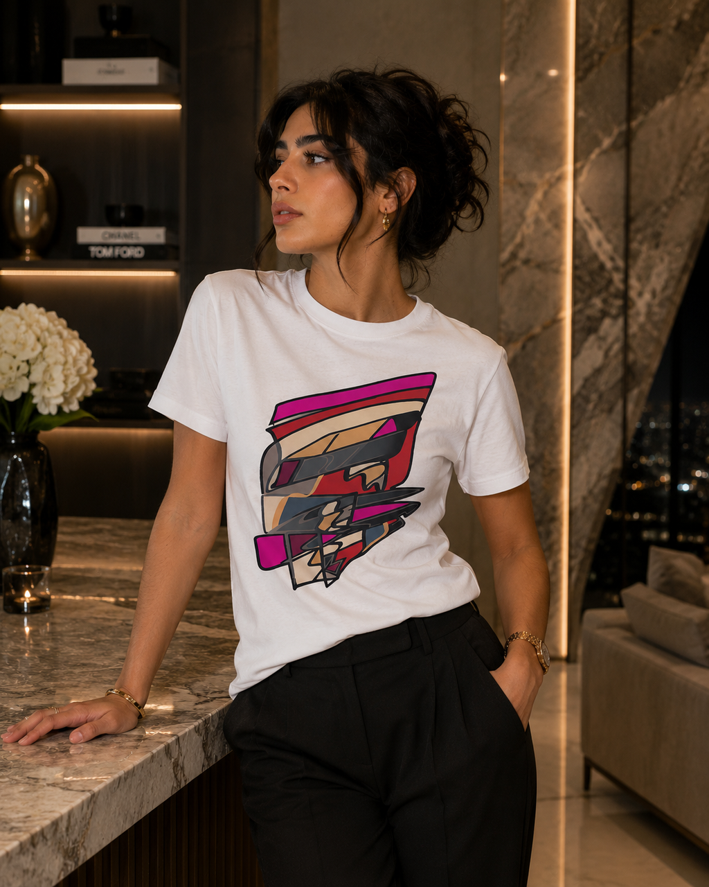 Narrative Art Pink Abstract T-shirt