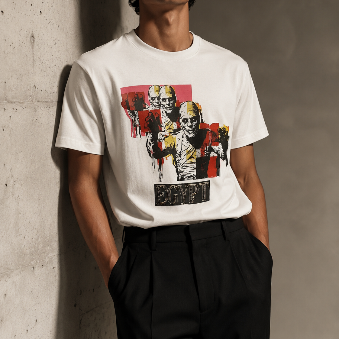 ZOMBIES IN EGYPT GRAPHIC MULTICOLOR T-SHIRT